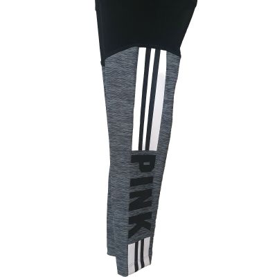 Pink Victoria Secret Ultimate Leggings XS Workout High Waist Black Gray Striped